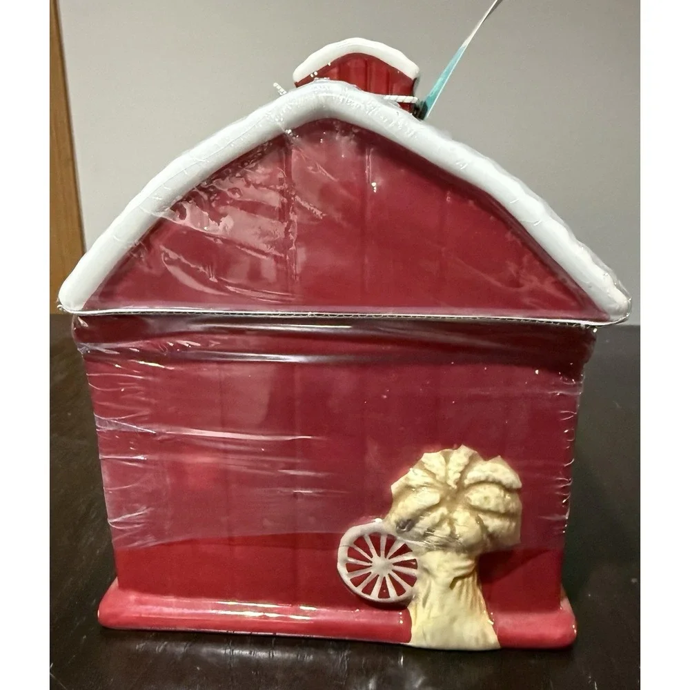 The Pioneer Woman Rustic Red Barn Cookie Jar with Charlie The Basset Hound